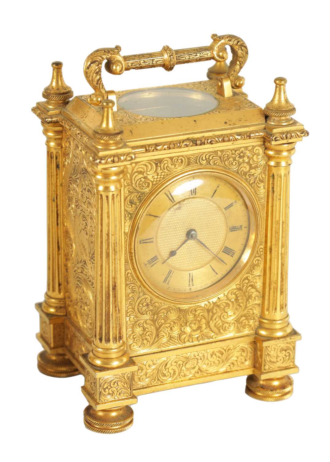 Lot 912 - PERIGAL & DUTERIAN, BOND STREET, LONDON. A FINE MID 19TH CENTURY GILT BRASS ENGLISH FUSEE CARRIAGE CLOCK