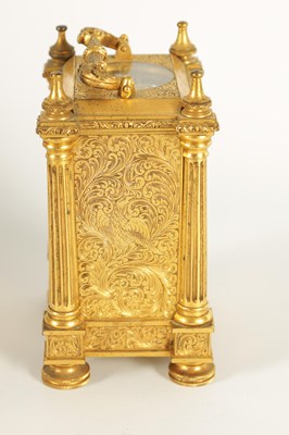 Lot 912 - PERIGAL & DUTERIAN, BOND STREET, LONDON. A FINE MID 19TH CENTURY GILT BRASS ENGLISH FUSEE CARRIAGE CLOCK