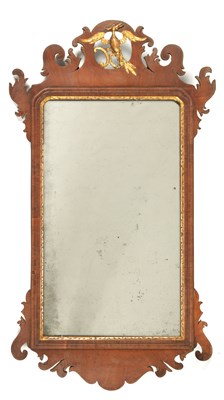 Lot 1078 - AN EARLY GEORGE III MAHOGANY HANGING MIRROR