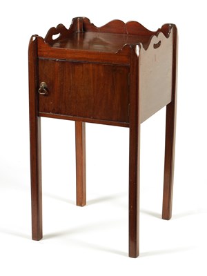 Lot 1171 - A GEORGE III MAHOGANY BEDSIDE CABINET