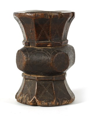 Lot 624 - AN 18TH CENTURY AFRICAN CARVED HARDWOOD TRIBAL MORTAR