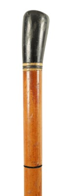 Lot 450 - A 19TH CENTURY EBONY HANDLED MALACCA SWORD STICK