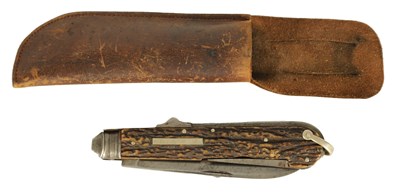 Lot 391 - A LARGE 19TH CENTURY STAGHORN HANDLED FOLDING COACHMAN’S KNIFE BY HARRY FISHER