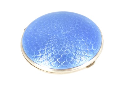 Lot 308 - A GEORGE V SILVER AND GUILLOCHE ENAMEL CIRCULAR POWDER COMPACT