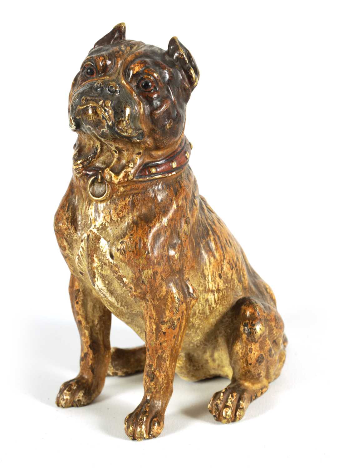 Lot 819 - FRANZ BERGMAN, A LATE 19TH CENTURY AUSTRIAN COLD PAINTED BRONZE SCULPTURE OF A BULL MASTIFF