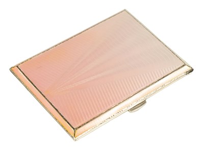 Lot 301 - AN ART DECO SILVER AND GUILLOCHE ENAMEL LADIES CIGARETTE CASE