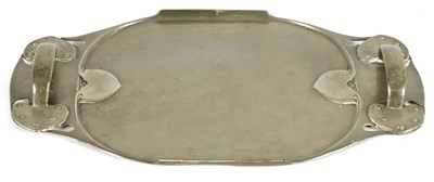 Lot 548 - A STYLISH LIBERTY TUDRIC PEWTER TWO-HANDLED OVAL TRAY