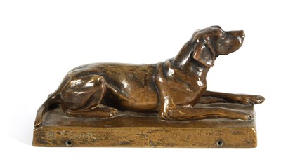 Lot 797 - FRIEDRICH GORNIK 1877-1943 AN AUSTRIAN COLD PAINTED BRONZE SCULPTURE OF A RECUMBENT HOUND