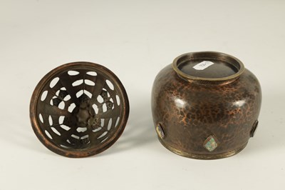 Lot 546 - AN ARTS AND CRAFTS ARTISTS GUILD PLANISHED COPPER POT-POURI BOWL AND COVER