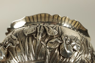 Lot 68 - A JAPANESE MEIJI PERIOD SOLID SILVER IRIS BOWL