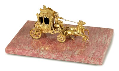 Lot 354 - A 19TH CENTURY FRENCH SILVER GILT MODEL OF A COACH AND HORSES WITH RIDER