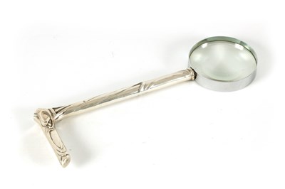 Lot 342 - A FRENCH ART NOVEAU SILVER HANDLED MAGNIFYING GLASS