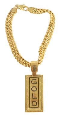 Lot 269 - A 9CT .375 HALLMARKED GOLD INGOT WITH CHAIN BRACELET