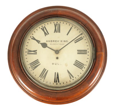 Lot 902 - ANDREW KING, 62, MARKET PLACE, HULL. A 19TH CENTURY 14” FUSEE WALL CLOCK