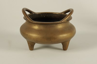 Lot 149 - A CHINESE CAST BRONZE SQUAT BULBOUS CENSER