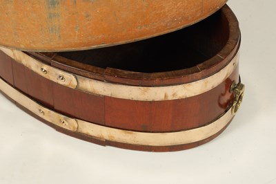 Lot 1189 - A GEORGIAN OVAL COOPERED BRASS BOUND WALNUT PLANTER/WINE COOLER