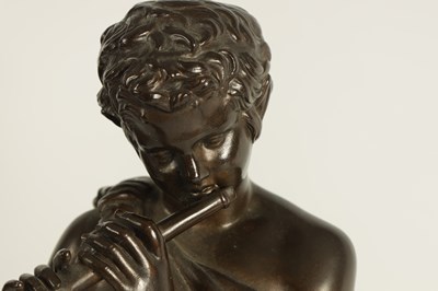 Lot 525 - A 19TH CENTURY BRONZE SCULPTURE OF THE SATYR “MARSYAS” PLAYING THE FLUTE