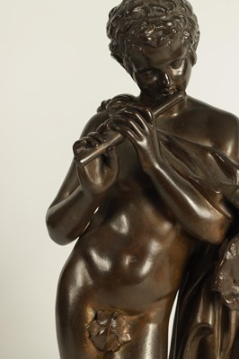 Lot 525 - A 19TH CENTURY BRONZE SCULPTURE OF THE SATYR “MARSYAS” PLAYING THE FLUTE