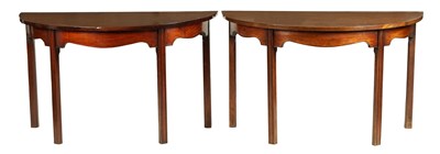 Lot 1111 - A GEORGE III MAHOGANY D END DROP LEAF DINING TABLE