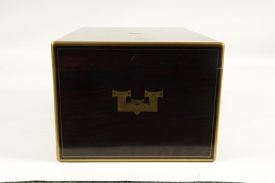 Lot 557 - A MASSIVE 19TH CENTURY BRASS MOULDED CALAMANDER DESPATCH BOX