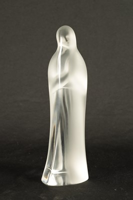 Lot 18 - A LALIQUE 'VIRGIN MARY WITH HANDS TOGETHER' FROSTED GLASS FIGURINE