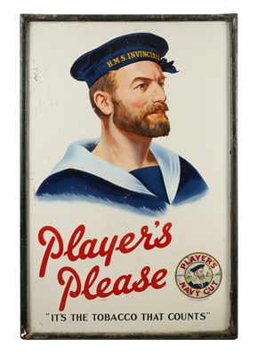 Lot 637 - AN OVER-SIZED VINTAGE JOHN PLAYER'S ADVERTISING ENAMELLED TOBACCO SIGN