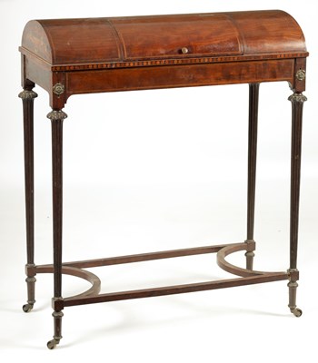 Lot 1178 - AN UNUSUAL EDWARDIAN INLAID MAHOGANY DOME-TOP SIDE TABLE