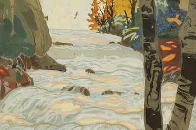 Lot 866 - ATT. TOM THOMSON (CANADIAN 1877-1917) A LARGE EARLY 20TH CENTURY GOUACHE AND WATERCOLOUR