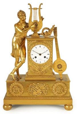 Lot 979 - KINABLE, PALAIS ROYAL, NO. 131. AN EARLY 19TH CENTURY FRENCH ORMOLU FIGURAL MANTEL CLOCK