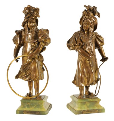 Lot 744 - AFTER ALPHONSE HENRI NELSON. A PAIR OF GILT BRONZED FIGURAL SCULPTURES CIRCA 1900