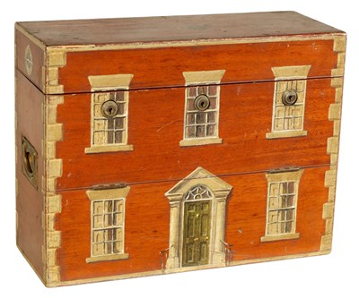 Lot 569 - A 19TH CENTURY PAINTED MAHOGANY COUNTRY HOUSE BOX