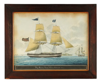 Lot 875 - A 19TH CENTURY MALTESE MARITIME WATERCOLOUR