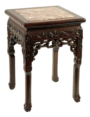 Lot 111 - A 19TH CENTURY CHINESE HARDWOOD JARDINIERE TABLE