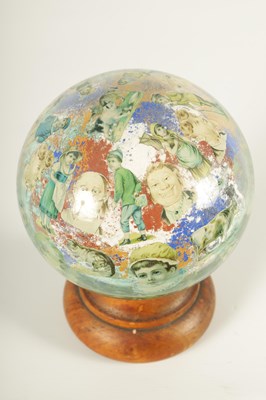 Lot 717 - A RARE 19TH CENTURY DECALCOMANIA GLASS GLOBE