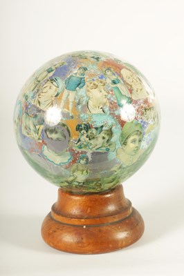 Lot 717 - A RARE 19TH CENTURY DECALCOMANIA GLASS GLOBE