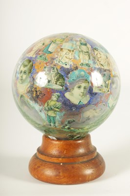 Lot 717 - A RARE 19TH CENTURY DECALCOMANIA GLASS GLOBE