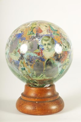 Lot 717 - A RARE 19TH CENTURY DECALCOMANIA GLASS GLOBE