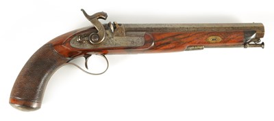 Lot 374 - G R COLLIS, BIRMINGHAM. AN EARLY 19TH CENTURY WALNUT  PERCUSSION HOLSTER PISTOL