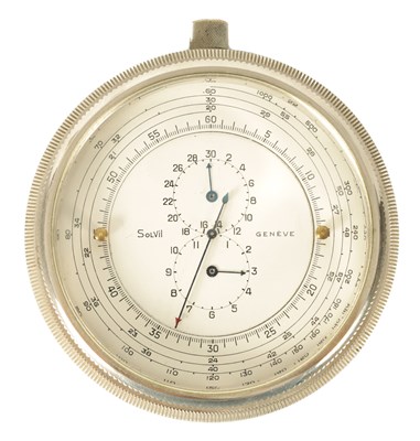 Lot 1023 - A RARE SOLVIL DASHBOARD MOUNTING CHRONOMETRIC STOPWATCH, SWISS, 1920‘S