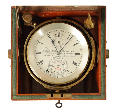 Lot 376 - DENT, ROYAL EXCHANGE, LONDON. 51940. A RARE TWO-DAY MARINE CHRONOMETER WITH STAPLE  ESCAPEMENT