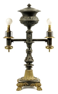 Lot 786 - A REGENCY BRONZE AND ORMOLU TABLE LAMP