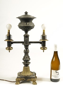 Lot 786 - A REGENCY BRONZE AND ORMOLU TABLE LAMP