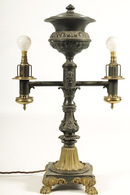 Lot 786 - A REGENCY BRONZE AND ORMOLU TABLE LAMP
