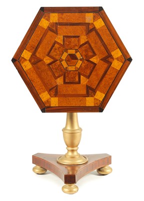 Lot 1159 - A LATE REGENCY SPECIMEN INLAID AND GONCALO ALVES WOOD TILT TOP TABLE