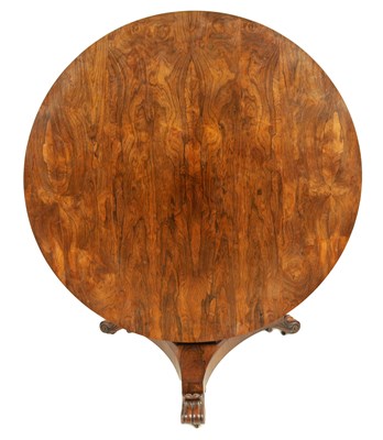 Lot 1146 - A LATE REGENCY FIGURE ROSEWOOD CIRCULAR CENTRE TABLE