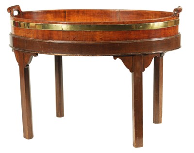 Lot 1163 - AN 18TH CENTURY AND LATER MAHOGANY OVAL TRAY ON STAND