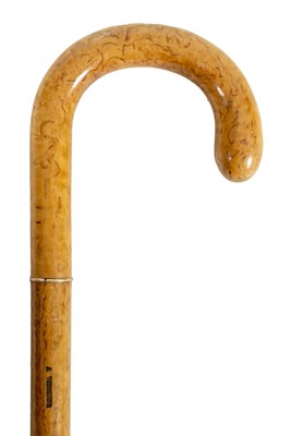 Lot 469 - A LATE 19TH CENTURY FRENCH BIRDS EYE MAPLE WALKING STICK/PARASOL