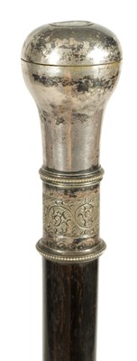 Lot 434 - A LATE 19TH CENTURY CONTINENTAL SILVER METAL MOUNTED EBONISED WALKING CANE