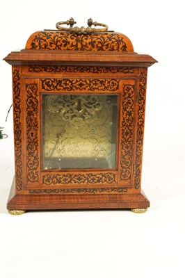 Lot 502 - JONATHAN HOCKER, READING. A RARE QUEEN ANNE WALNUT AND ARABESQUE MARQUETRY  EIGHT-DAY VERGE BRACKET CLOCK WITH PULL QUARTER REPEAT