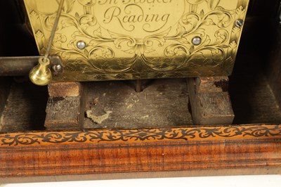 Lot 502 - JONATHAN HOCKER, READING. A RARE QUEEN ANNE WALNUT AND ARABESQUE MARQUETRY  EIGHT-DAY VERGE BRACKET CLOCK WITH PULL QUARTER REPEAT